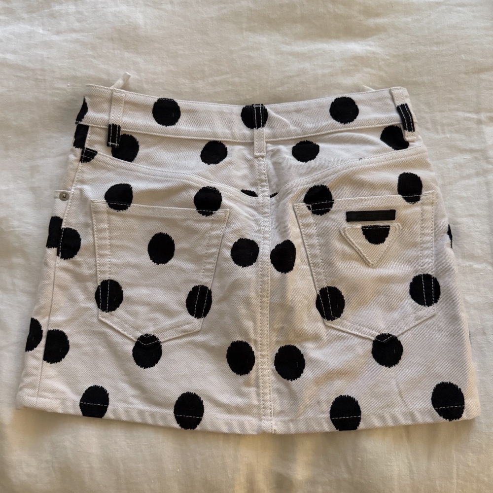 Prada Mini White Polka Dot Skirt - Picture 2 of 5